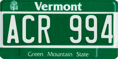 VT license plate ACR994