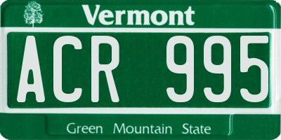 VT license plate ACR995