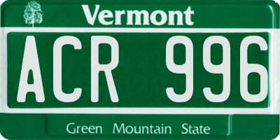 VT license plate ACR996