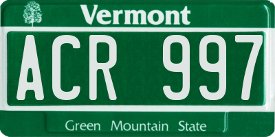 VT license plate ACR997