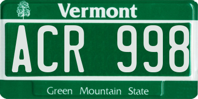 VT license plate ACR998