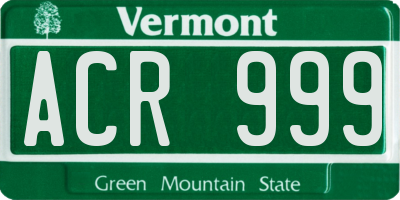 VT license plate ACR999