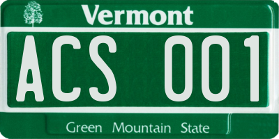 VT license plate ACS001