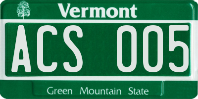 VT license plate ACS005