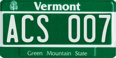 VT license plate ACS007