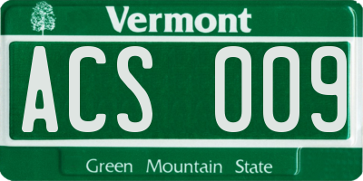 VT license plate ACS009