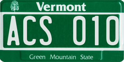 VT license plate ACS010