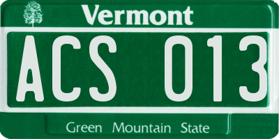 VT license plate ACS013