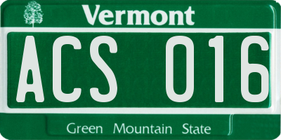 VT license plate ACS016