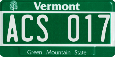 VT license plate ACS017