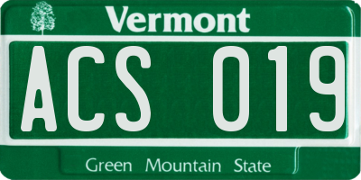 VT license plate ACS019