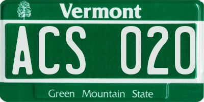 VT license plate ACS020
