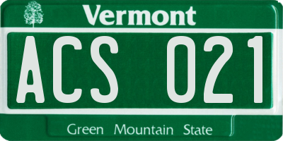 VT license plate ACS021