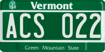VT license plate ACS022