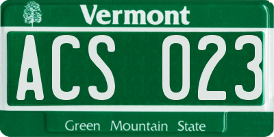 VT license plate ACS023