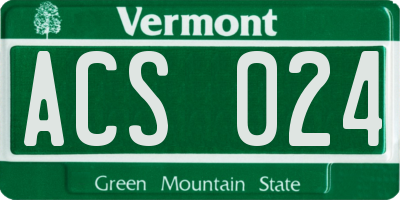 VT license plate ACS024