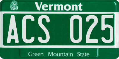 VT license plate ACS025