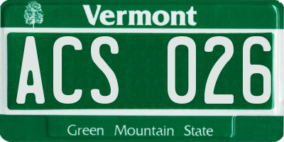 VT license plate ACS026