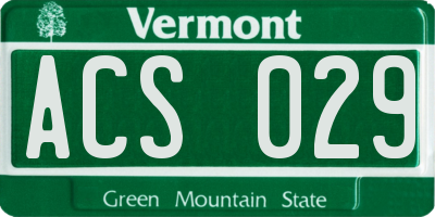 VT license plate ACS029