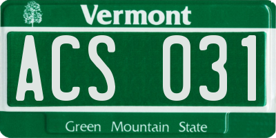 VT license plate ACS031