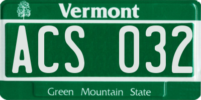 VT license plate ACS032