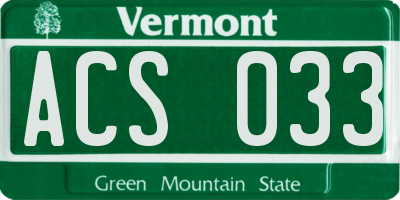VT license plate ACS033