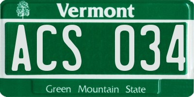 VT license plate ACS034