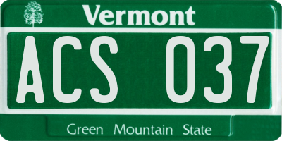 VT license plate ACS037