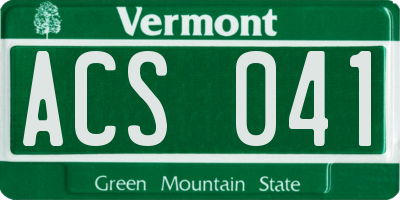 VT license plate ACS041