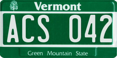 VT license plate ACS042