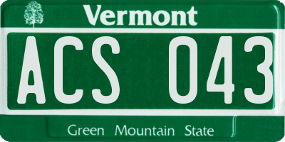 VT license plate ACS043