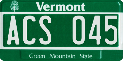 VT license plate ACS045