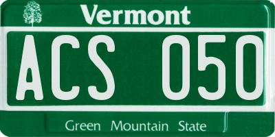 VT license plate ACS050