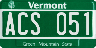 VT license plate ACS051