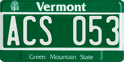 VT license plate ACS053