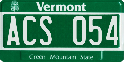 VT license plate ACS054