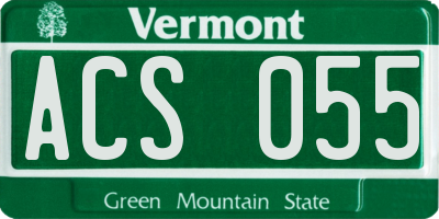 VT license plate ACS055