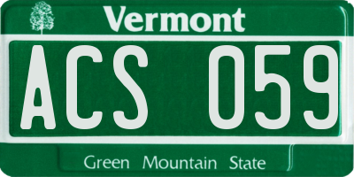 VT license plate ACS059