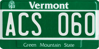 VT license plate ACS060