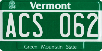 VT license plate ACS062