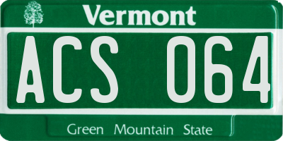 VT license plate ACS064