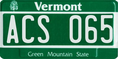 VT license plate ACS065