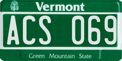 VT license plate ACS069