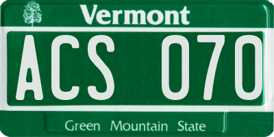 VT license plate ACS070