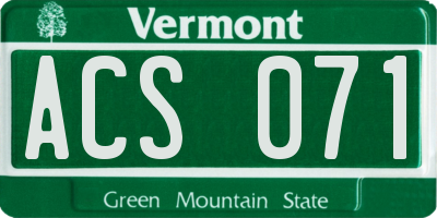 VT license plate ACS071