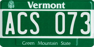 VT license plate ACS073