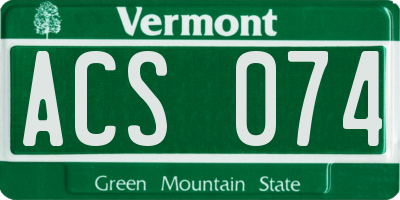VT license plate ACS074