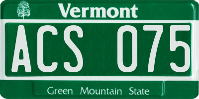 VT license plate ACS075