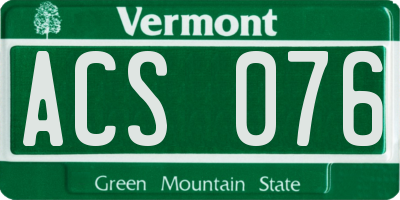 VT license plate ACS076