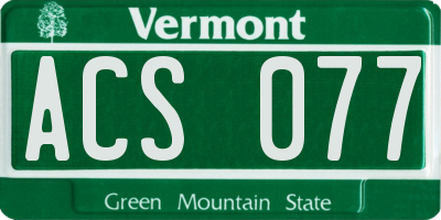VT license plate ACS077